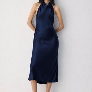 Aritzia Babaton Audience Halter Slip Midi Dress Admiral Size 4